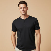 Henry | Cotton Henley Short Sleeve T-Shirt