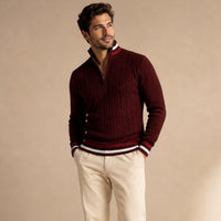 Fletcher | Half Zip Knit Jumper with Stripe Trim