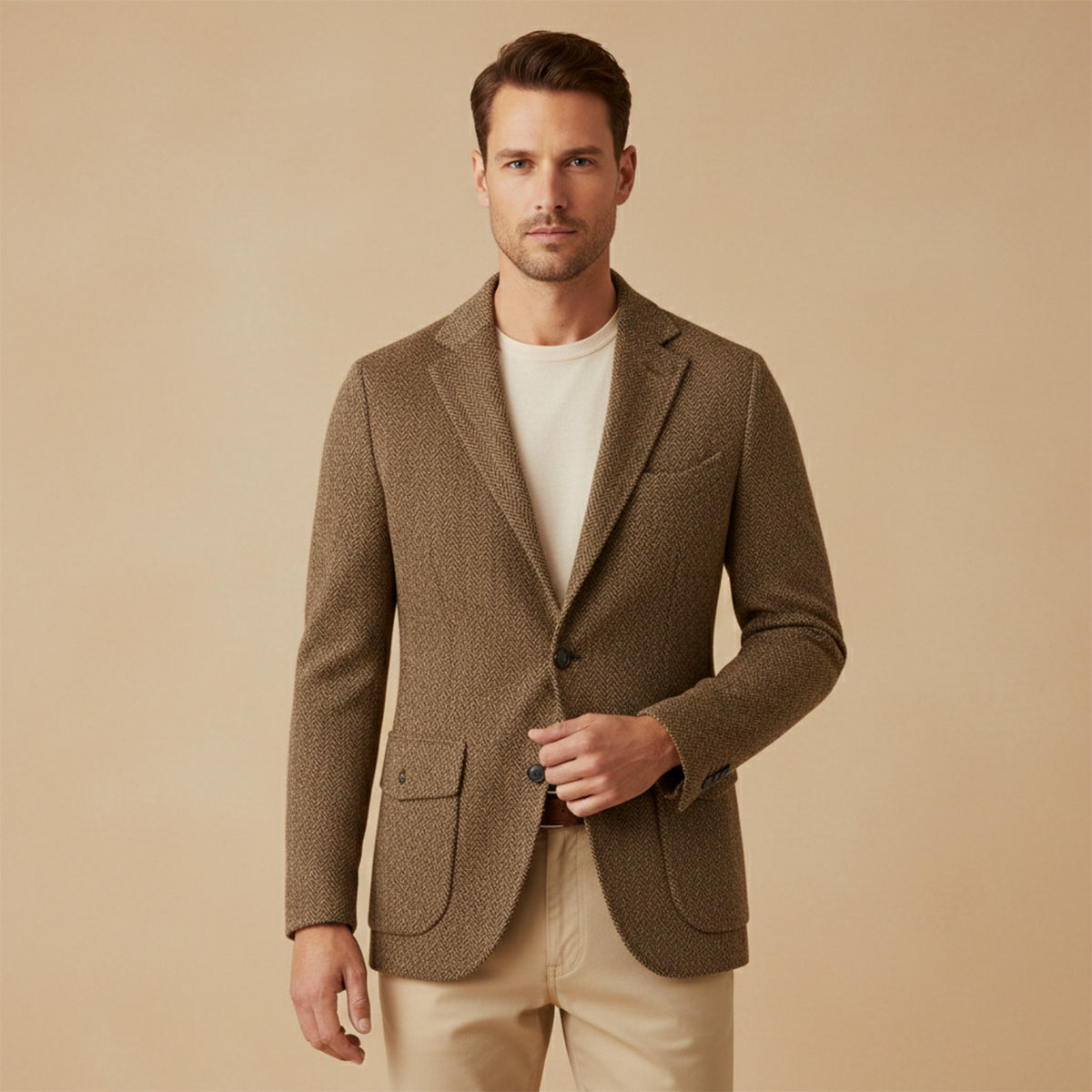 Ludovic | Single Breasted Wool Herringbone Tweed Blazer