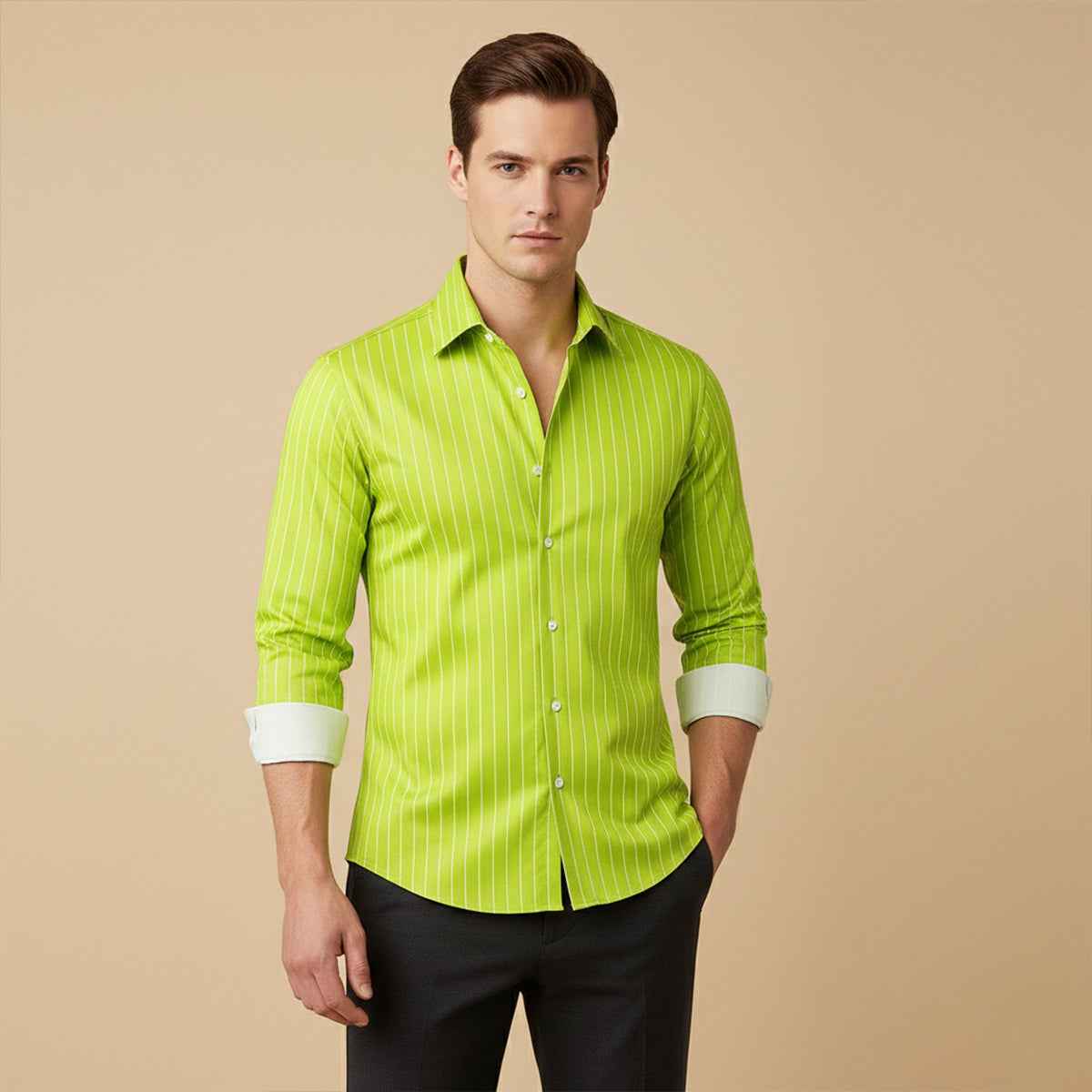 Ellis button-up shirt in Lime Green