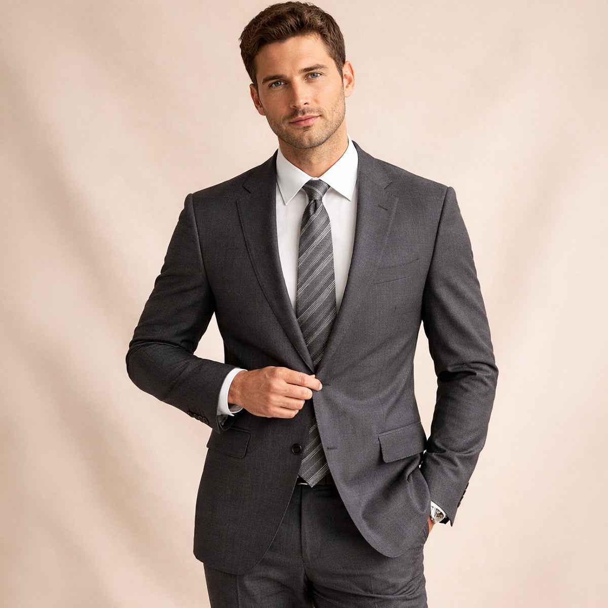 Alfred | Men's Luxury Silk-Blend Woven Neck Tie in Dark Gray