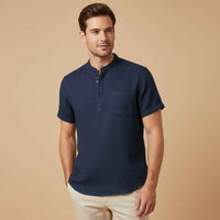 Calvin | Men's Relaxed Fit Henley Linen Shirt