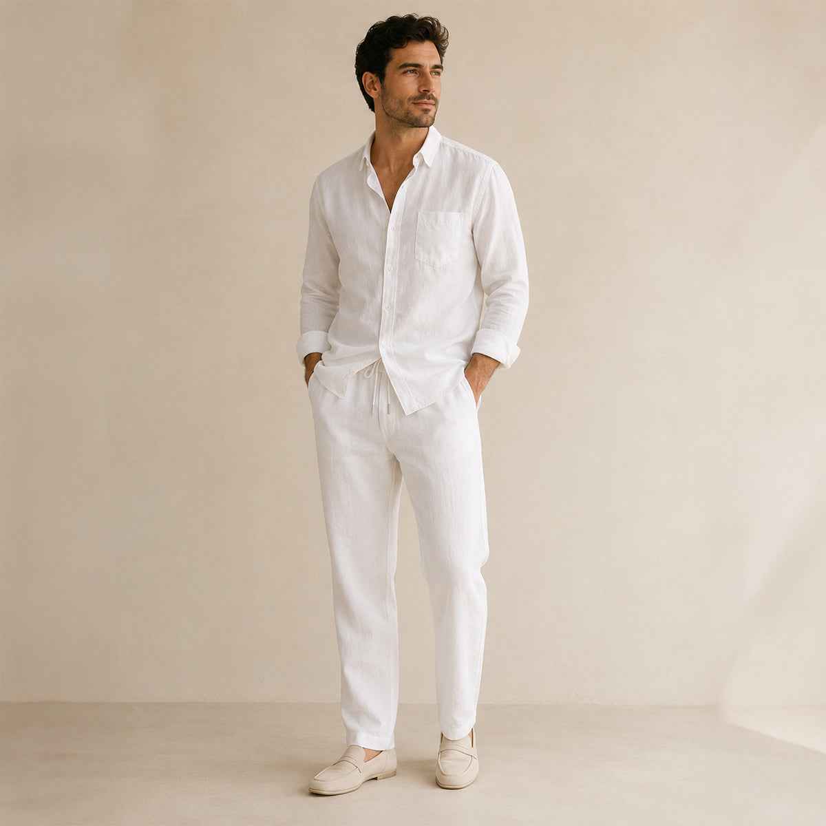 Victor | Linen Blend Shirt and Trousers Two Piece Set