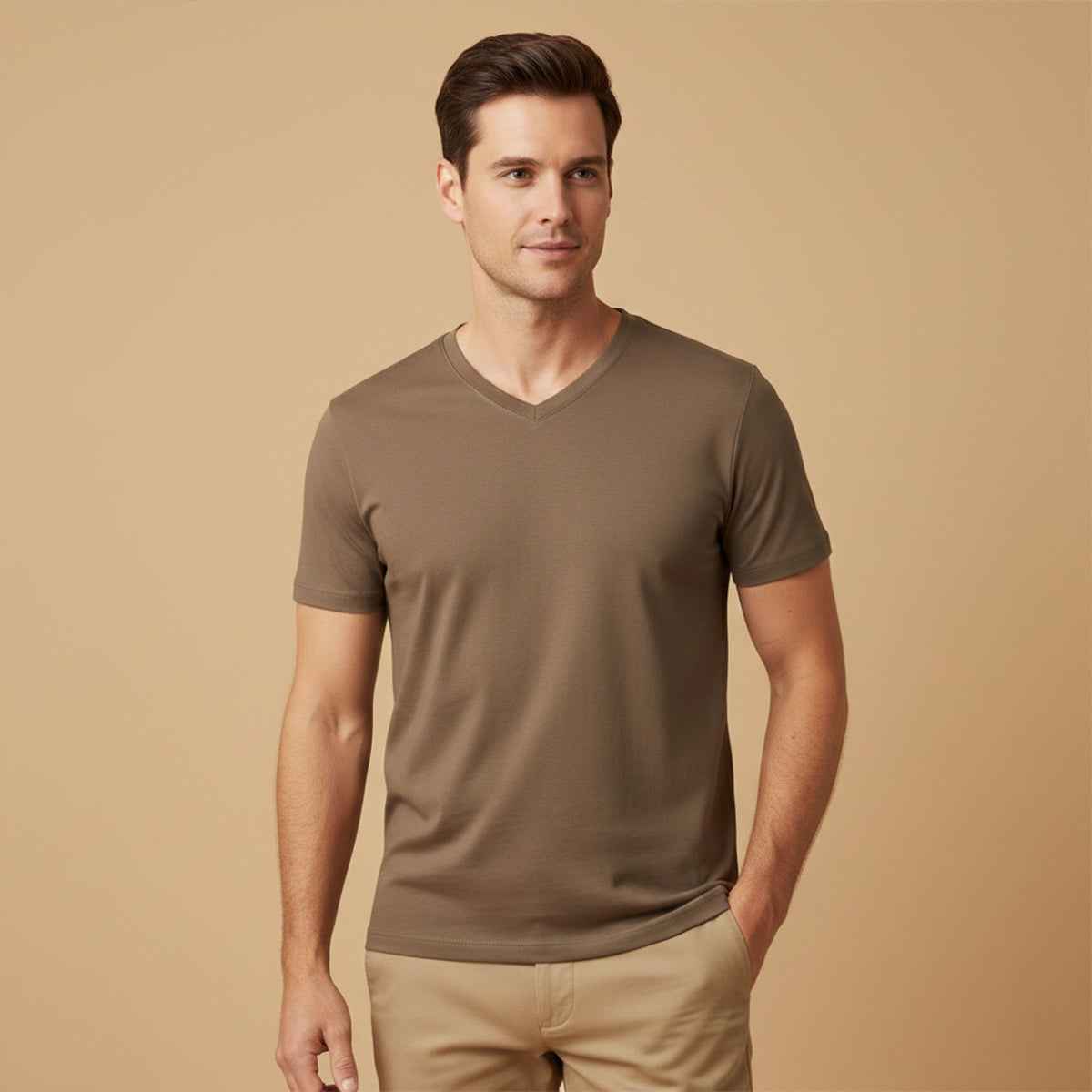 Leo | Men's V Neck Slim Fit Cotton T-Shirt
