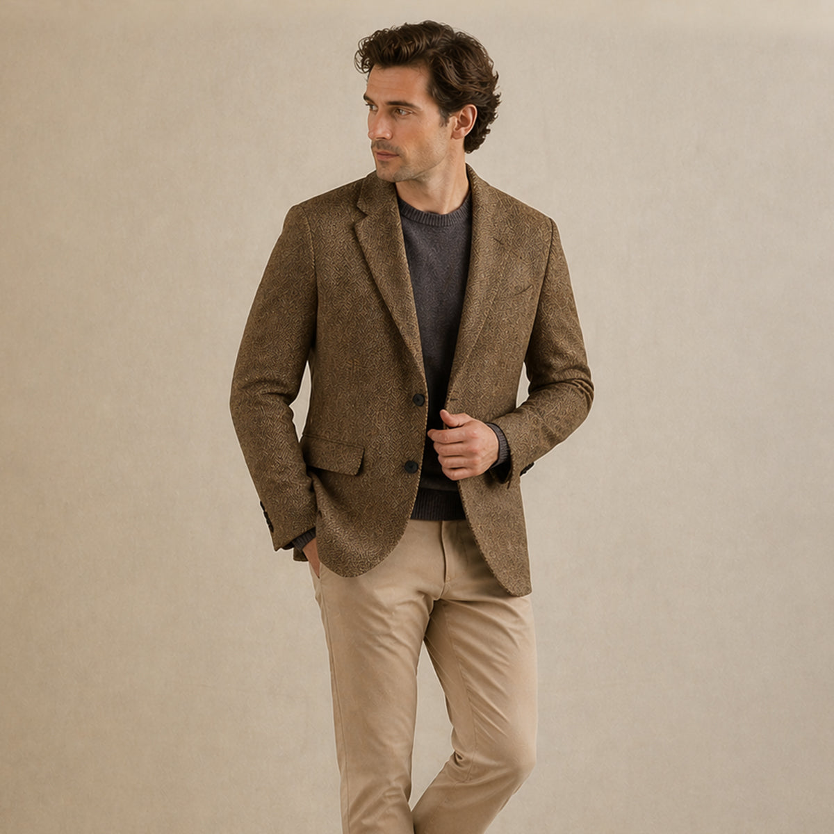 Manfred | Classic Herringbone Wool Blend Blazer