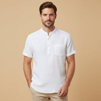 Calvin Henley Linen Shirt detail