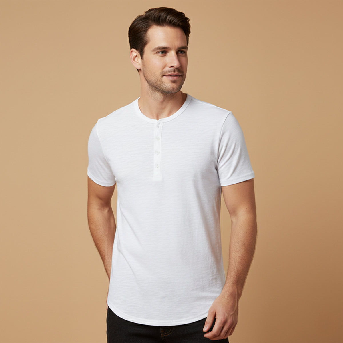 Henry | Cotton Henley Short Sleeve T-Shirt