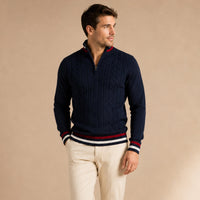 Fletcher | Half Zip Knit Jumper with Stripe Trim