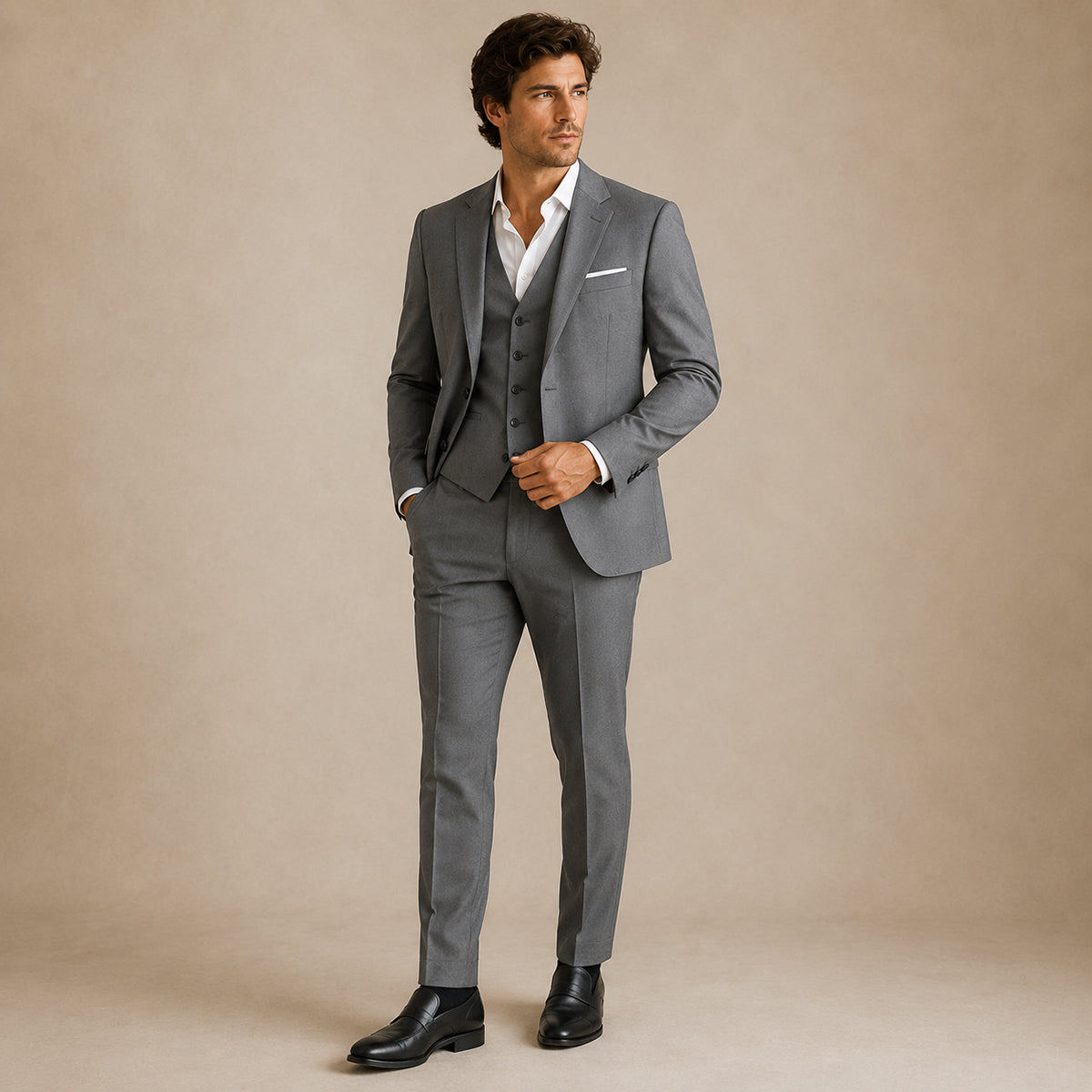 Norman | Men's 3 Piece Suit Set with Blazer, Gilet and Trousers
