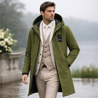 Ellery waterproof long rain jacket in Green