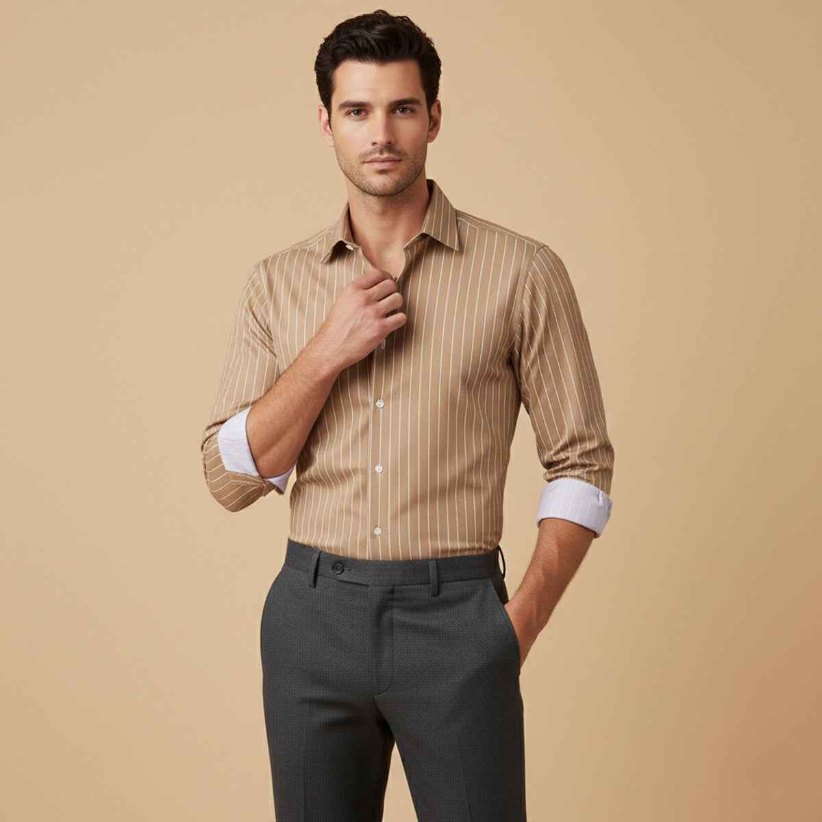 Blackwood button-up shirt in Camel