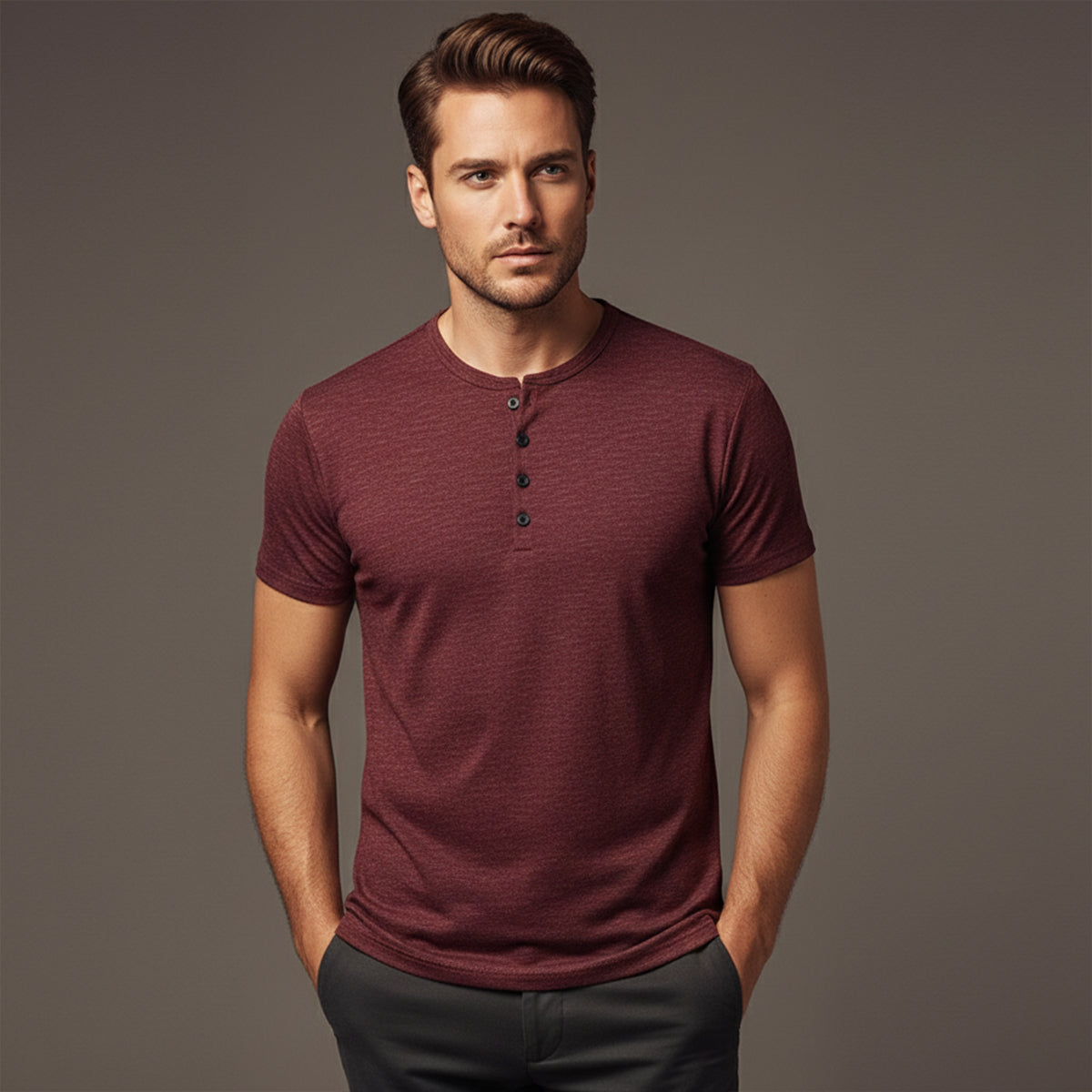 Henry | Cotton Henley Short Sleeve T-Shirt