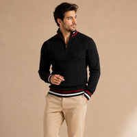Fletcher | Half Zip Knit Jumper with Stripe Trim