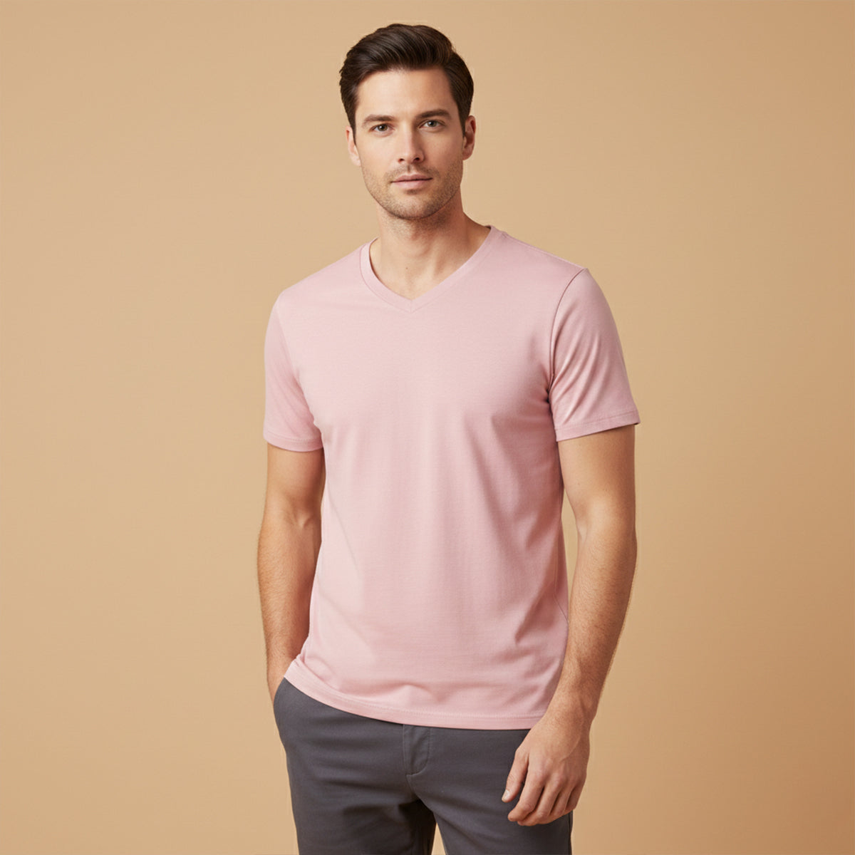 Leo | Men's V Neck Slim Fit Cotton T-Shirt