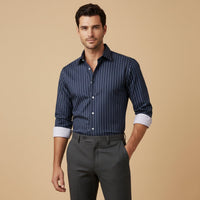 Blackwood pinstripe button-up shirt in Navy Blue