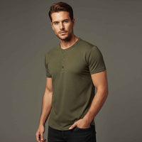Henry | Cotton Henley Short Sleeve T-Shirt