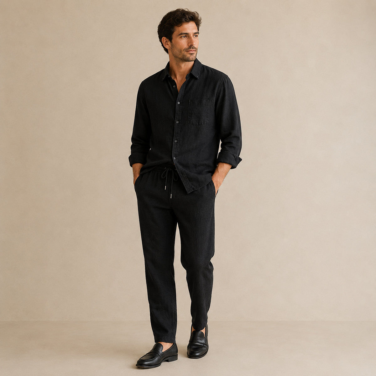 Victor | Linen Blend Shirt and Trousers Two Piece Set