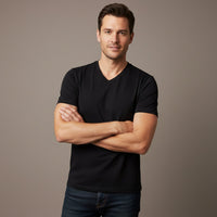 Leo | Men's V Neck Slim Fit Cotton T-Shirt