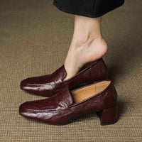 Camellia women's block heel leather loafers