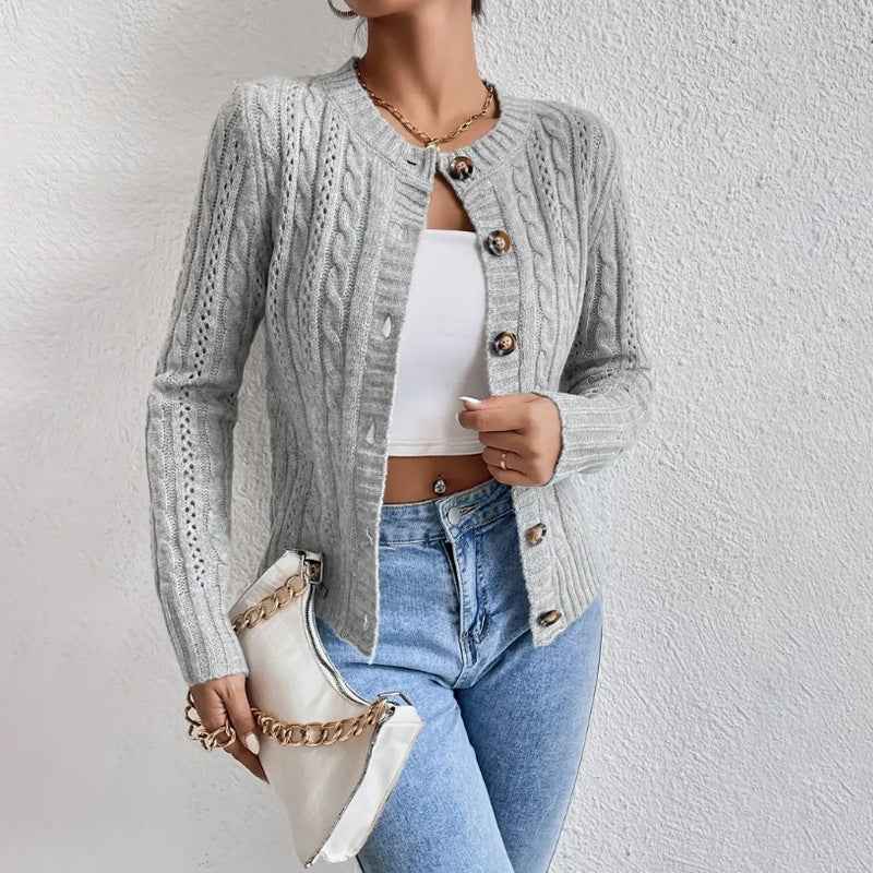 Caterina | Women's Button-Down Cable Knit Cardigan