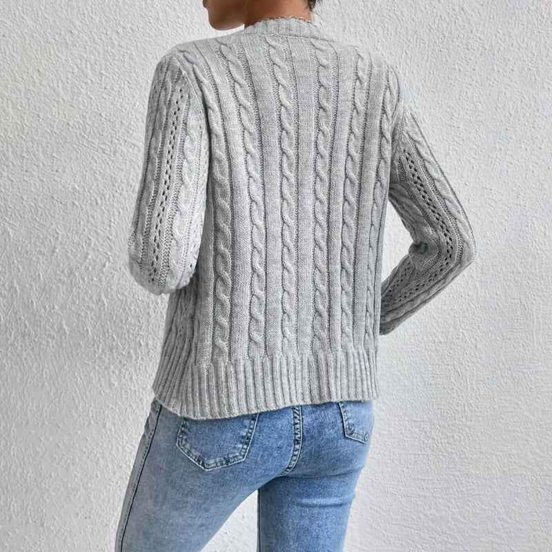 Caterina | Women's Button-Down Cable Knit Cardigan
