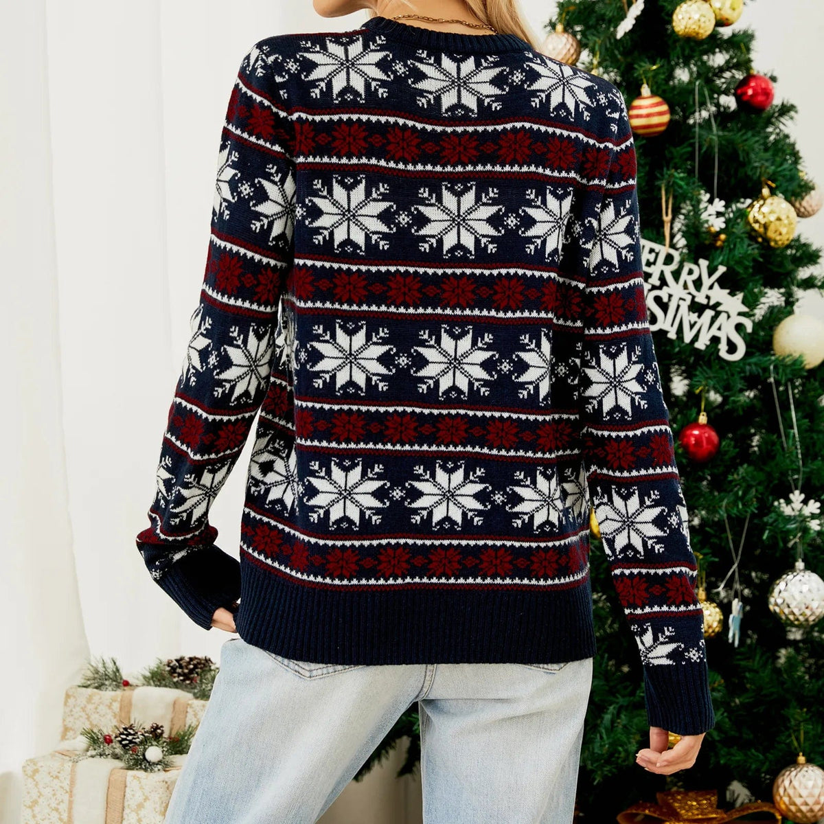 Joceline Christmas crew neck jumper knit detail