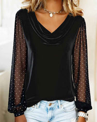 Eglantine long sleeve top cowl neckline detail