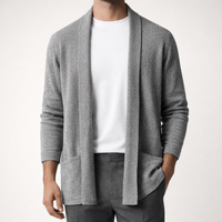 Cassian men's open front cardigan in Grey