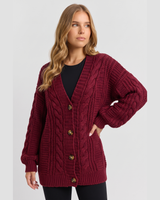 Ulyssa | Women's Oversized Cable Knit Cardigan Balloon Sleeve