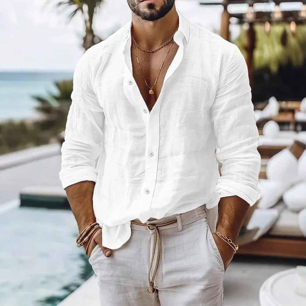 Felix | Linen Cotton Long Sleeve Button-Down Shirt