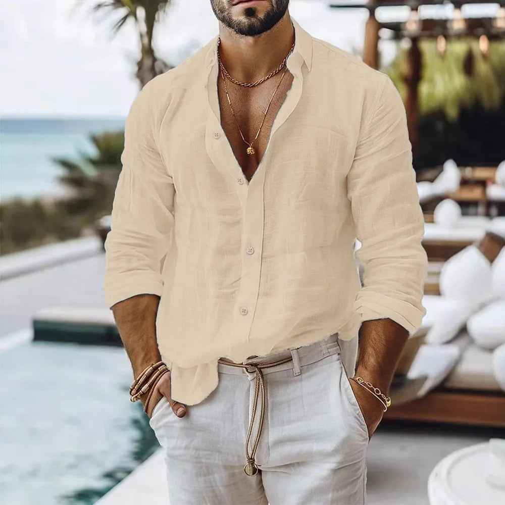 Felix | Linen Cotton Long Sleeve Button-Down Shirt
