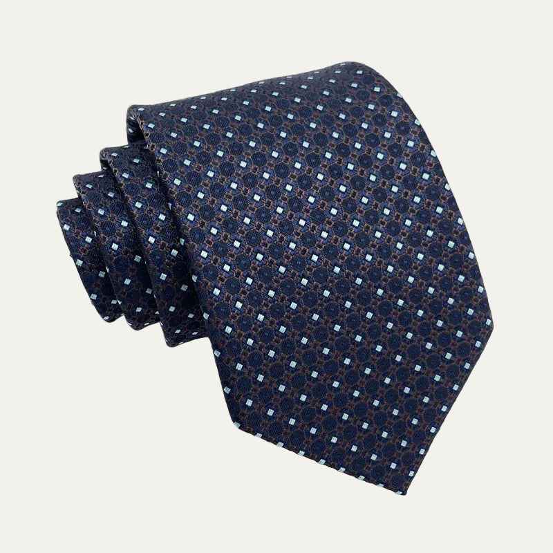 Alistair | Men's Luxury Woven Neck Tie in Patterned Navy Blue