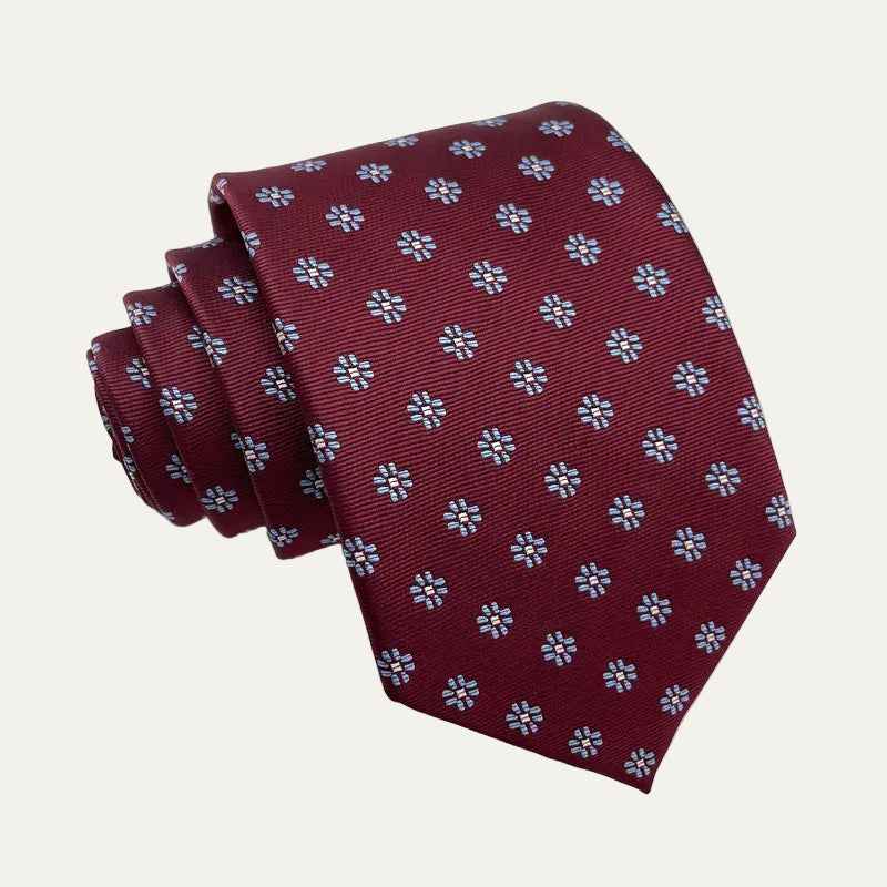 Alfie | Men's Luxury Silk-Blend Woven Neck Tie in Burgundy Floral