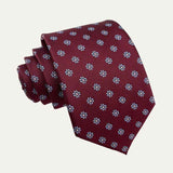 Alfie | Men's Luxury Silk-Blend Woven Neck Tie in Burgundy Floral