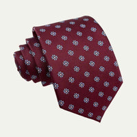 Alfie | Men's Luxury Silk-Blend Woven Neck Tie in Burgundy Floral