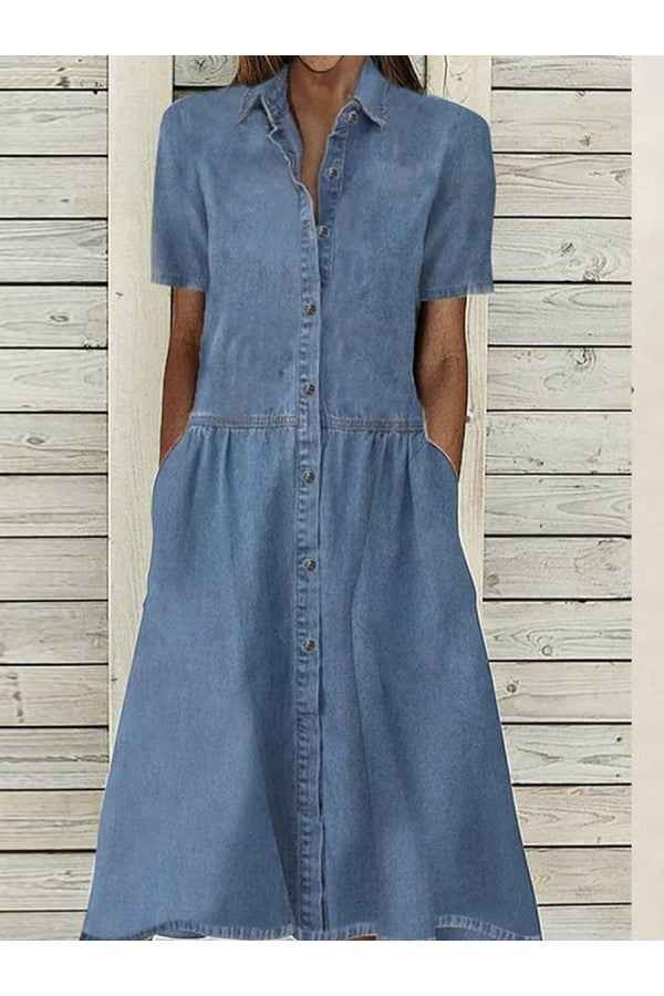 Genevieve denim shirt dress in Blue