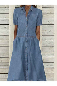 Genevieve denim shirt dress in Blue