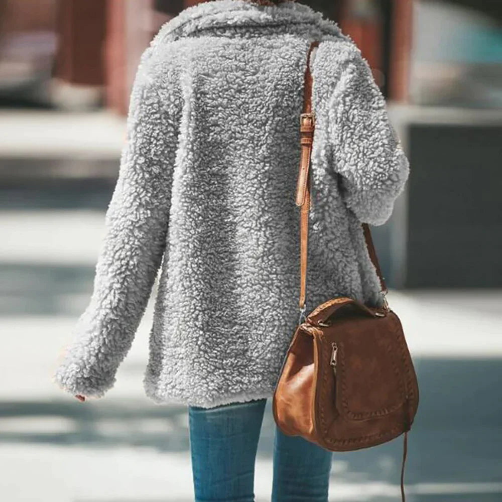 Scholastica relaxed fit teddy jacket detail 6