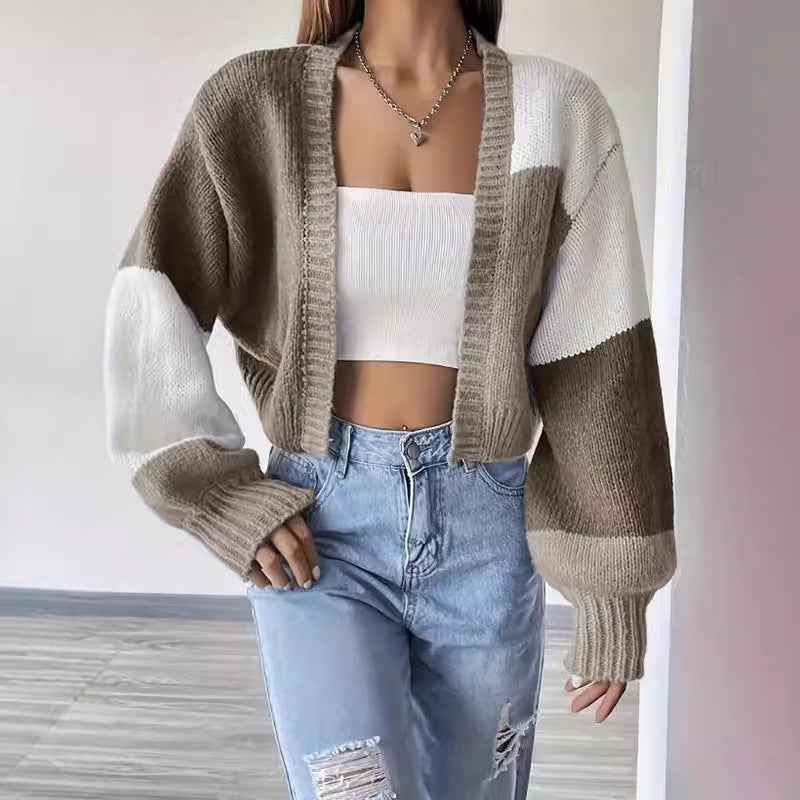 Ismene | Women's Cropped Open Front Cardigan Balloon Sleeve