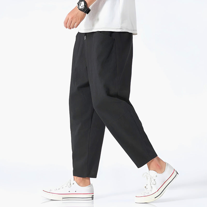 Archibald linen trousers in Black