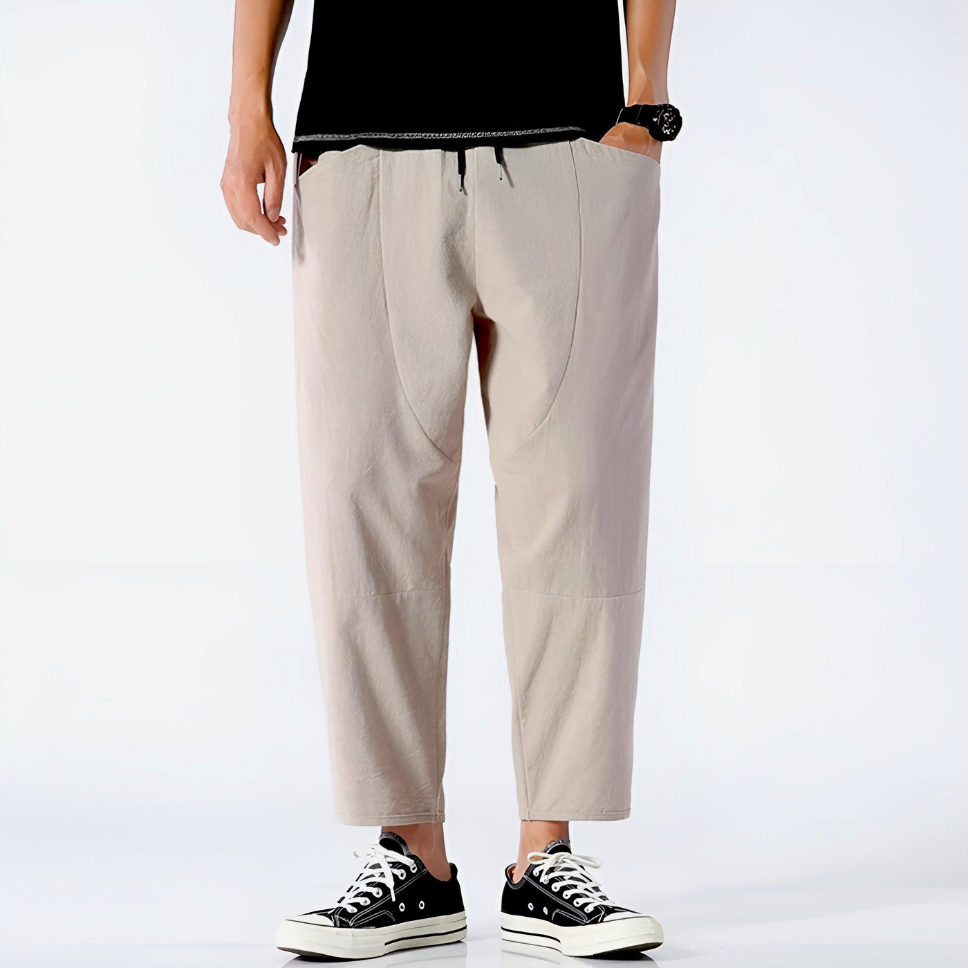 Archibald linen trousers in Khaki, alternate view