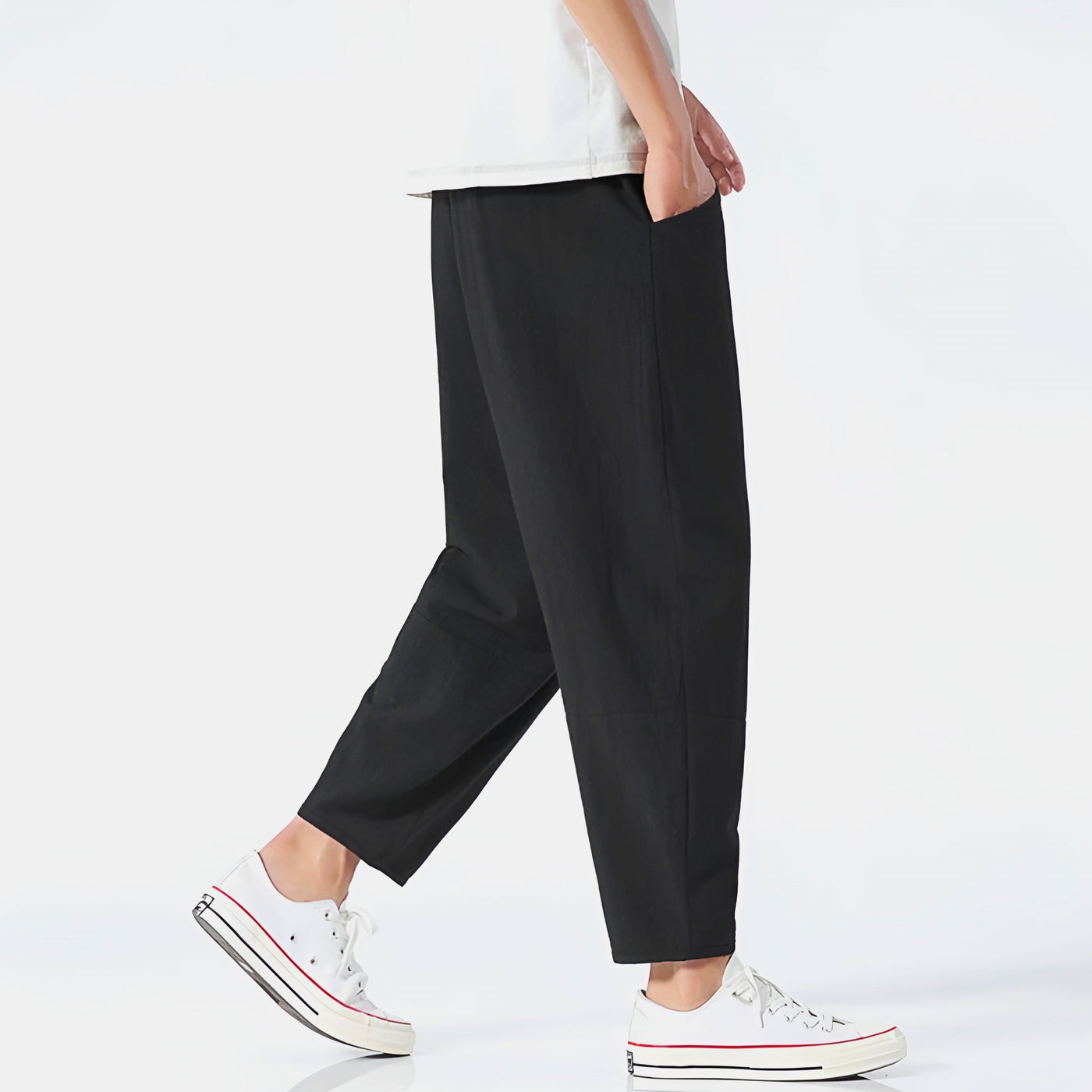 Archibald linen trousers styling detail 7