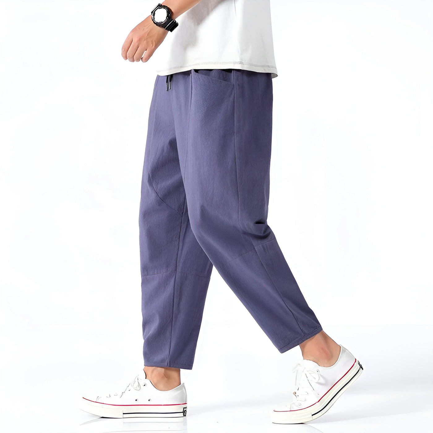 Archibald men's relaxed fit linen trousers in Indigo