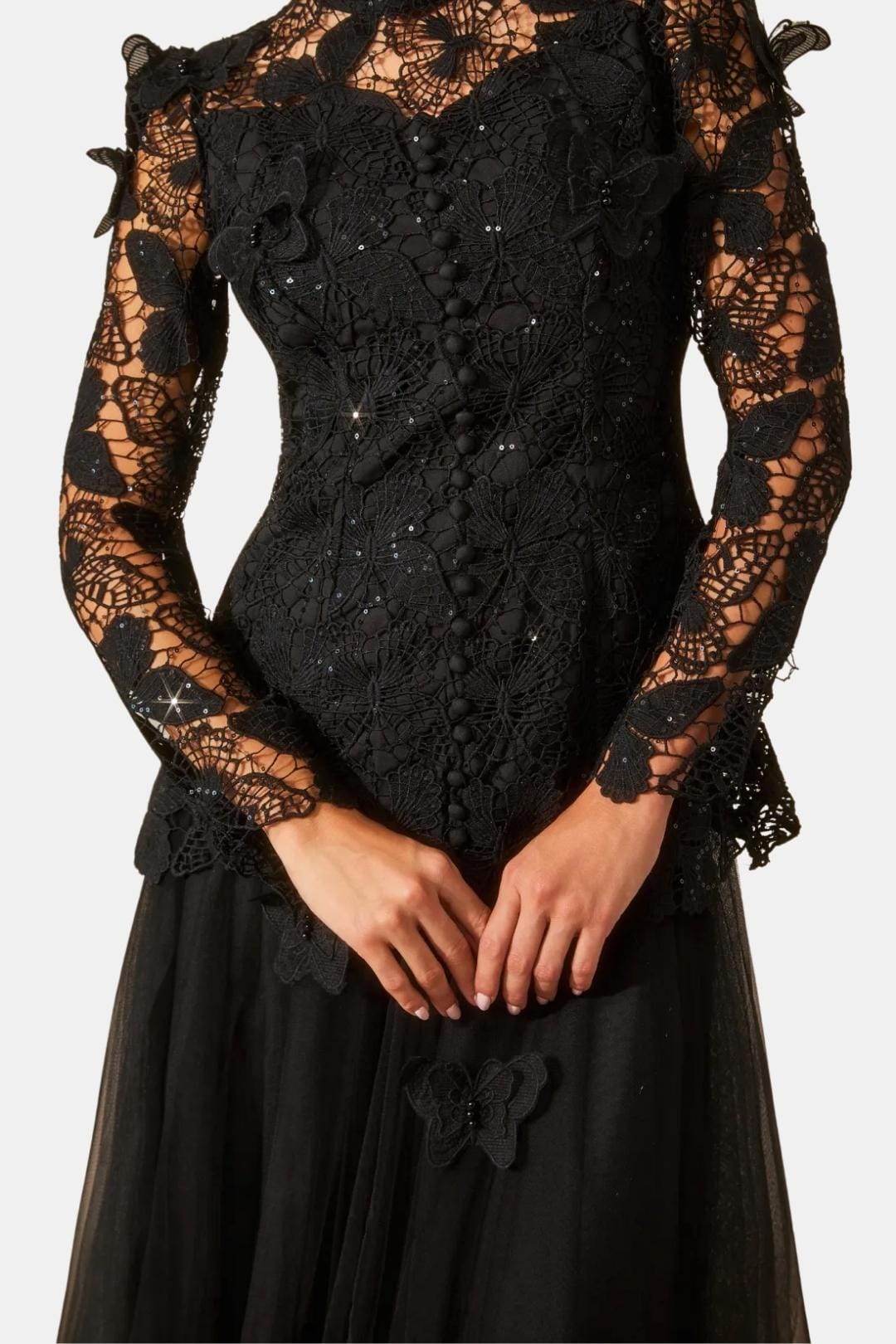 Amabel maxi dress beaded lace detail