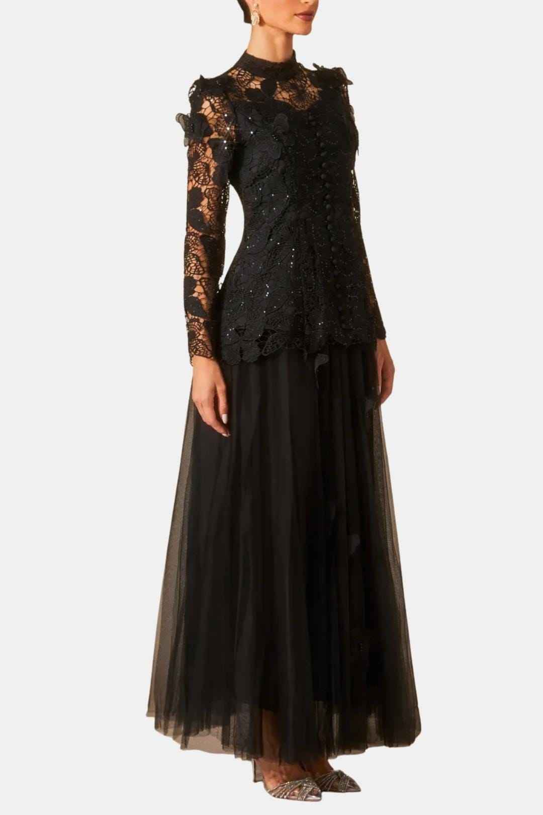 Amabel maxi dress tulle skirt detail