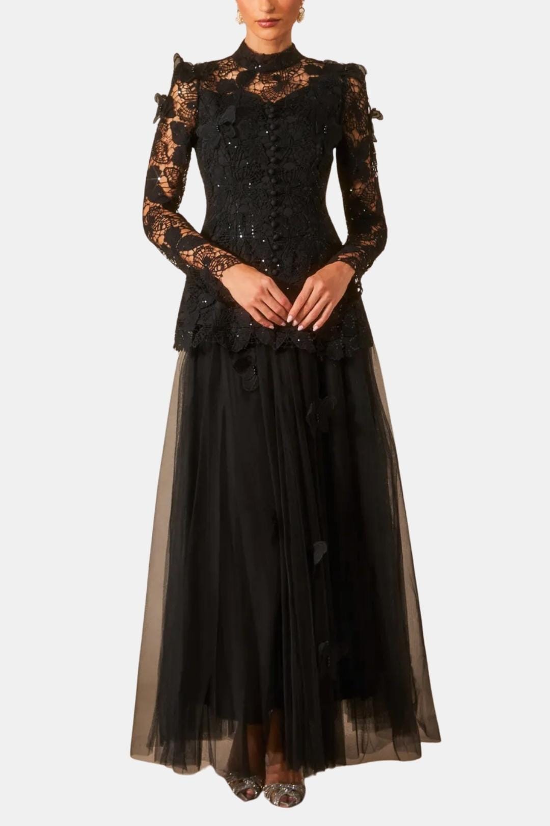Amabel maxi dress lace bodice detail