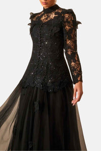 Amabel maxi dress high neckline detail