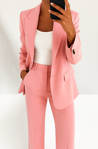 Clarabel wide leg trouser suit set in Pink