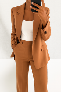 Clarabel wide leg trouser suit set in Brown