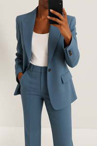 Clarabel wide leg trouser suit set in Blue